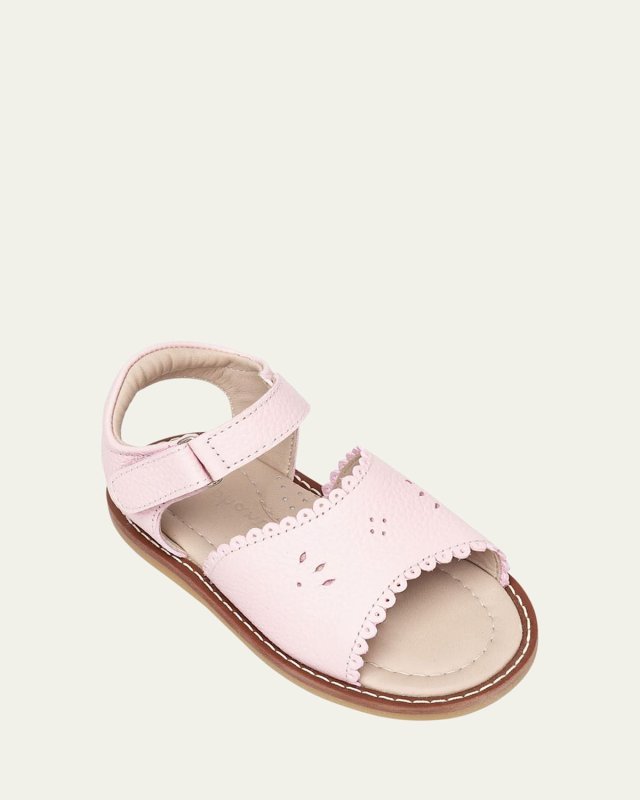 Girl's Scalloped Leather Sandals, Toddler